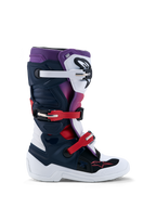 Alpinestars Jeugd Tech 7S laarzen, motorcrosslaarzen voor kinderen in donkerblauw, wit en rood met TPU-bescherming.
