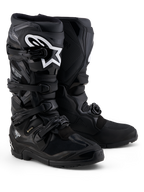 Alpinestars Tech 7 Enduro Gore-Tex laarzen, waterdichte off-road motorlaarzen voor heren, zwart en grijs met wit logo, voorzien van beschermende TPU-constructie en een speciale enduro-zool voor terreinrijden.