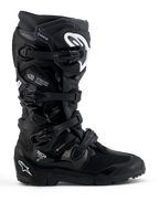 Alpinestars Tech 7 Enduro Gore-Tex laarzen, waterdichte off-road motorlaarzen, zwart en wit, TPU-bescherming, gripvaste zool, CE-gecertificeerd.