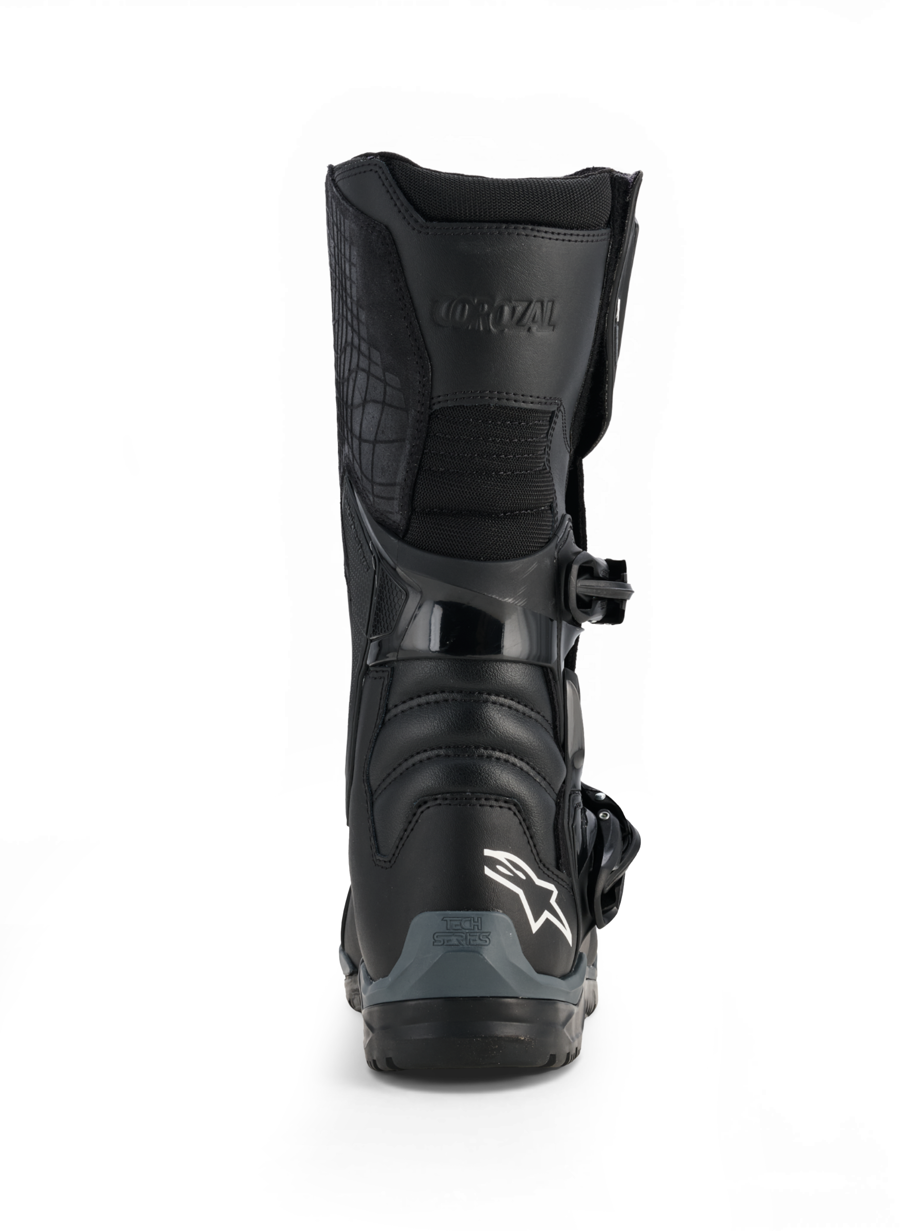 Alpinestars Corozal V2 Adventure Drystar® laars, zwarte waterdichte adventure-motorlaars met beschermende scheenplaat, gespsluiting en all-terrainzool, vooraanzicht
