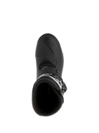 Alpinestars Belize Drystar® Stiefel, Adventure-Touring-Motorradstiefel, Schwarz, Draufsicht mit Blick auf die Einstiegsöffnung und das verstärkte Schaltpad, wasserdichte Leder- und Mikrofaser-Konstruktion