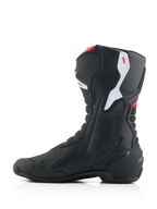 Alpinestars Honda SMX-6 V3 laarzen, performance motorlaarzen, zwart met felrode en witte accenten, binnenzijde profiel, voorzien van een duurzame microvezelconstructie, TPU-beschermpanelen en Honda-branding in reliëf
