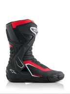 Alpinestars Honda SMX-6 V3 Laarzen, performance rijlaarzen, zwart, felrood en wit, zijaanzicht met microvezelconstructie, TPU-bescherming, laterale enkelbrace en Honda-branding, professionele motorrace- en weguitrusting