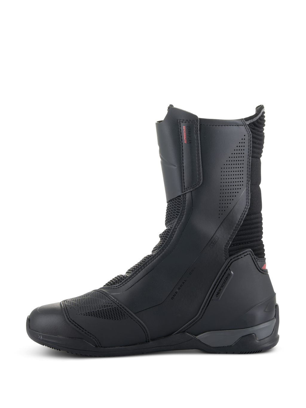 Bottes Alpinestars SP-X BOA®, bottes de moto, noires, conception mi-haute avec panneaux en microfibre et maille Rideknit, dotées d'une fermeture éclair médiane et d'un profil sportif élégant
