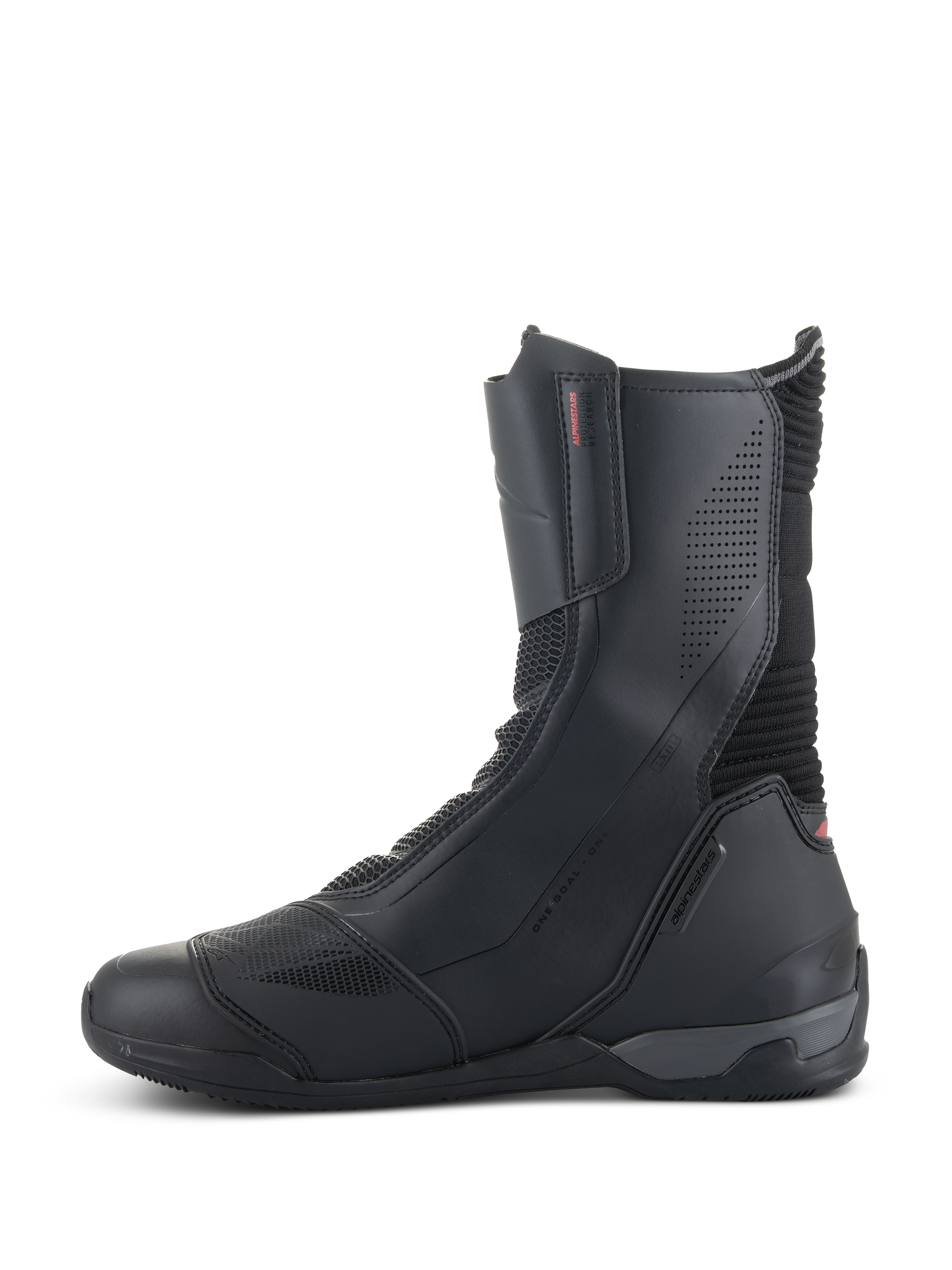 Bottes Alpinestars SP-X BOA®, bottes de moto, noires, conception mi-haute avec panneaux en microfibre et maille Rideknit, dotées d'une fermeture éclair médiane et d'un profil sportif élégant