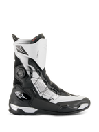 Alpinestars SP-X BOA® laarzen, middelhoge motorsportlaarzen, zwart en zilver, voorzien van het aan de zijkant gemonteerde BOA-sluitsysteem, TPU-bescherming en ademend Rideknit-materiaal, slank design voor sportief toerrijden
