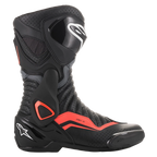 Alpinestars SMX-6 V2 Ventilées, bottes de moto de course, noires et rouge fluo, microfibre perforée, certifiées CE