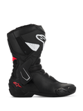Bottes Alpinestars Stella SMX-6 V3, bottes de moto sport pour femme, noires avec accents blancs et rose Diva, profil latéral avec protections du tibia et de la cheville en TPU, panneaux flexibles en mesh et construction en microfibre performante pour la piste et la route