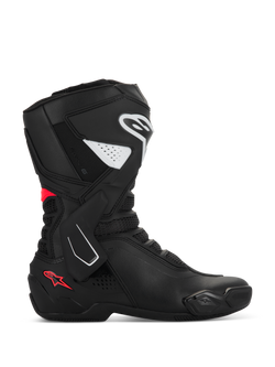 Alpinestars Stella SMX-6 V3 Stiefel, Damen-Motorradsportstiefel, Schwarz mit weißen und Diva Pink Akzenten, Seitenprofil mit TPU-Schienbein- und Knöchelschutz, Mesh-Flex-Einsätze und Performance-Mikrofaser-Konstruktion für Rennstrecke und Straße.