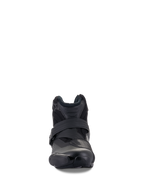 Alpinestars SMX-1 R V2 Vented Boots, noir, chaussure de moto basse performance, vue de face montrant la fermeture par sangle et la protection des orteils en TPU, tige en microfibre ventilée