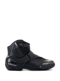 Bottes ventilées Alpinestars SMX-1 R V2, chaussures de moto basses noires, profil latéral avec panneaux en microfibre perforée, protection du talon en TPU et slider d'orteil, fermeture par sangle Velcro, chaussures de conduite sportive sur route