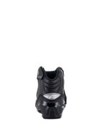 Bottes SMX-1 R V2 Ventilées Alpinestars, bottines de moto à coupe basse, noir, vue arrière présentant un renfort de talon en TPU brillant avec logo argenté, microfibre perforée pour la ventilation et design ergonomique pour la conduite sportive