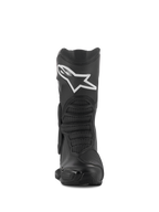 Alpinestars SMX-6 V3 Drystar® Stiefel, Schwarz, Vorderansicht, Sport- und Performance-Motorradstiefel mit weißem Alpinestars-Logo am Schienbein, TPU-Protektoren und texturierten Flex-Zonen