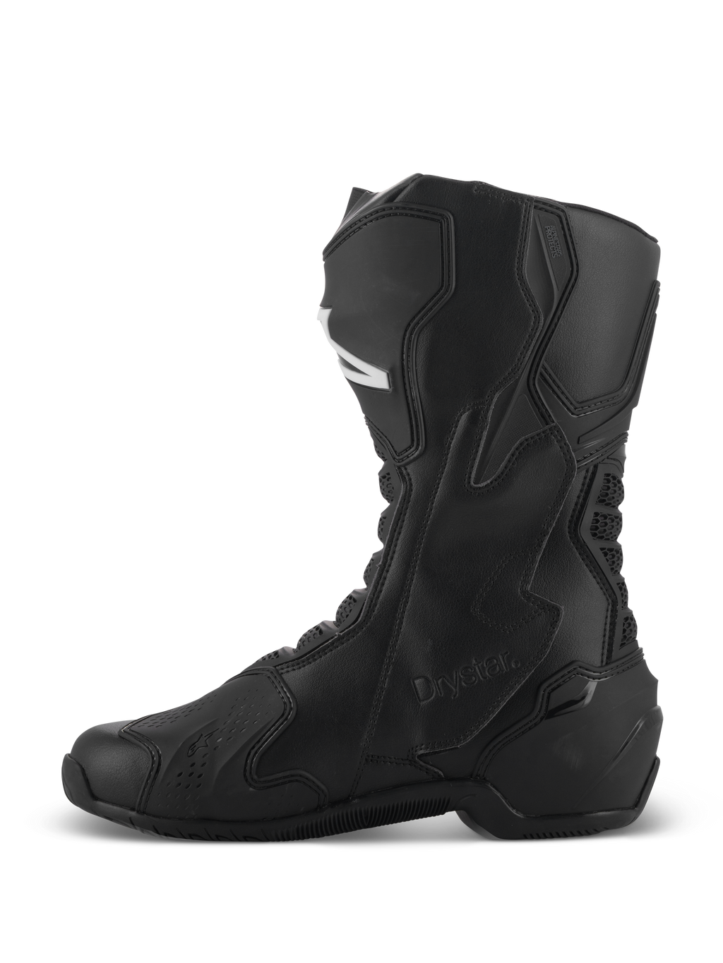 Alpinestars SMX-6 V3 Drystar® Stiefel, schwarze Performance-Motorradstiefel, Seitenprofil mit hoch geschnittener Mikrofaser-Konstruktion, schützenden TPU-Paneelen und Drystar-Branding