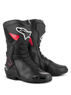 Alpinestars SMX-6 V3 Drystar-laarzen, waterdichte performance motorlaarzen, zwart en rood, voorzien van een laterale TPU-enkelbrace, versterkte scheenplaat en microvezelconstructie voor circuit- en straatgebruik