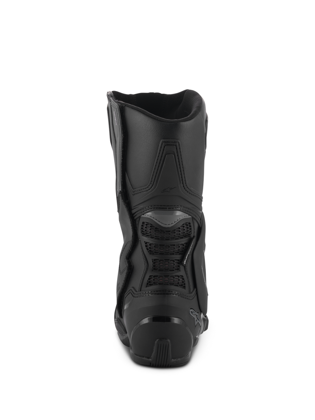 Alpinestars Stella SMX-6 V3 Drystar® Stiefel, Schwarz, Rückansicht mit TPU-Fersenschale und hinterem Wadenschutz, leistungsstarke wasserdichte Motorradstiefel für Damen