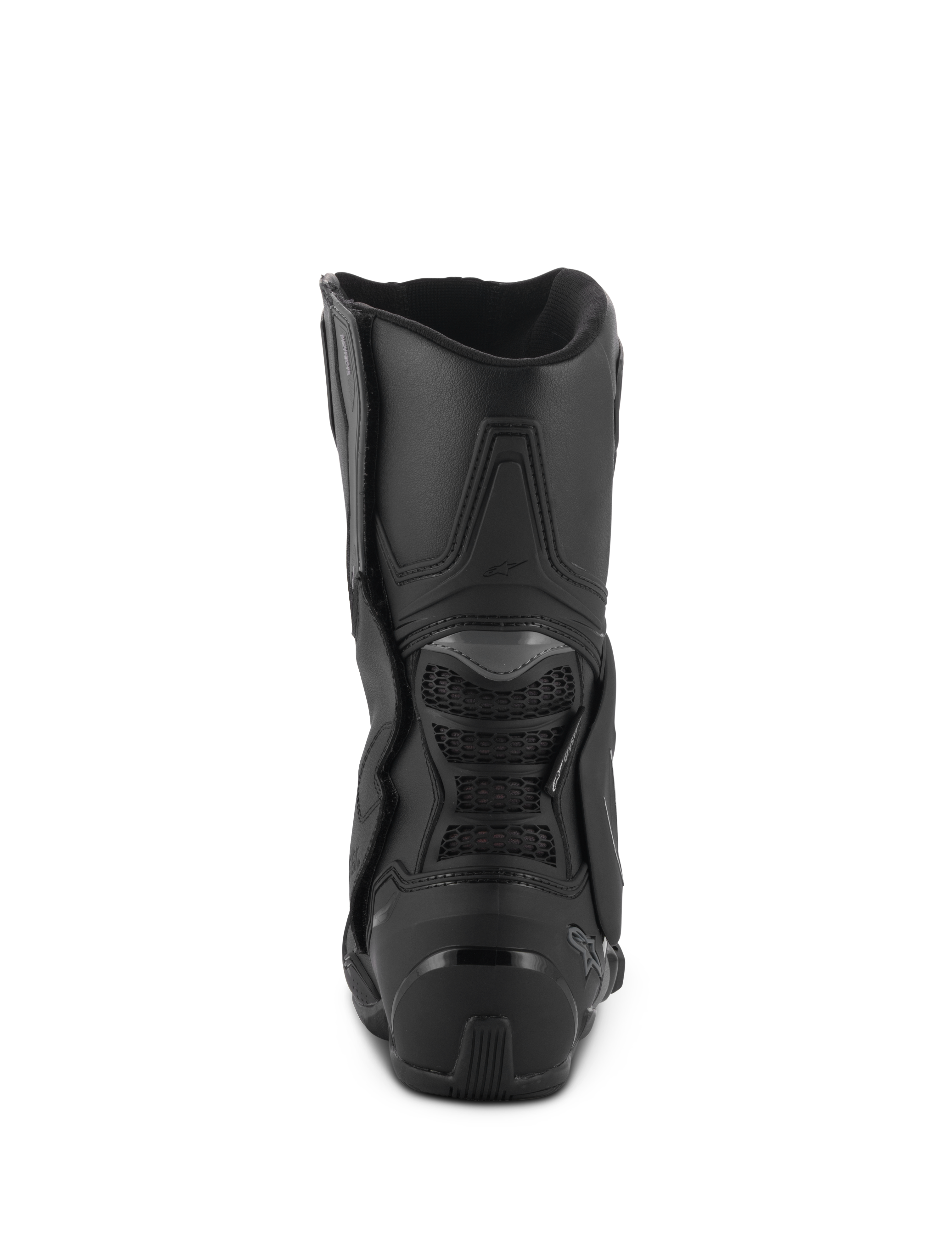 Alpinestars Stella SMX-6 V3 Drystar® Stiefel, Schwarz, Rückansicht mit TPU-Fersenschale und hinterem Wadenschutz, leistungsstarke wasserdichte Motorradstiefel für Damen