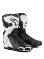 Alpinestars Stella SMX-6 V3 Drystar® laarzen, performance motorlaarzen voor dames, wit en zwart, met beschermende TPU-scheenplaten, laterale enkelbraces en geïntegreerde sliders, sportief ontwerp met opvallend Alpinestars-logo en mesh-accenten