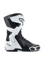 Alpinestars Stella SMX-6 V3 Drystar® laarzen, motorlaarzen voor dames, wit en zwart, zijaanzicht met waterdichte Drystar® technologie, TPU scheen- en enkelbescherming, mesh flexibiliteitszones en een ergonomisch sportief rijontwerp