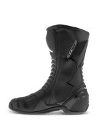 Alpinestars SMX S Wasserdichte Stiefel, Schwarz, hochgeschnittene Motorradstiefel, strapazierfähiges Mikrofaser-Obermaterial, TPU-Schienbein- und Knöchelschutz, strukturierte Schaltverstärkung, Seitenansicht.