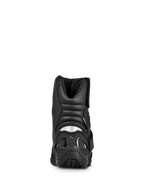 Alpinestars New Land GORE-TEX Stiefel, Straßen-Touring Motorradstiefel, Schwarz, Rückansicht mit gepolsterten Akkordeon-Flexzonen, reflektierendem Ferseneinsatz und strapazierfähiger Gummiaußensohle.