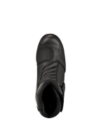Alpinestars New Land GORE-TEX Stiefel, Schwarz, Draufsicht, Vollnarbenleder-Konstruktion, vordere Akkordeon-Flexzonen, verstärktes Schaltpolster, mittelhohe wasserdichte Touren-Motorradstiefel