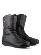 Alpinestars Web GORE-TEX laarzen, zwarte waterdichte motor-tourlaarzen, lederen constructie met accordeon-flexzones aan de voor- en achterzijde, versterkt schakelpad en ontwerp met zij-ingang voor rijden op de weg