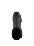 Bottes Alpinestars Radon Drystar®, noir, vue de dessus de bottes de moto touring dotées d'un protège-sélecteur renforcé et d'un avant-pied ergonomique, matériau synthétique profilé pour une performance imperméable toutes saisons