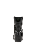 Alpinestars Stella Valencia Wasserdichte Damenstiefel, Schwarz, Rückansicht mit hinteren Akkordeon-Flexzonen, niedrig geschnittene Motorrad-Tourenstiefel aus Leder und Wildleder mit strukturierter Ferse