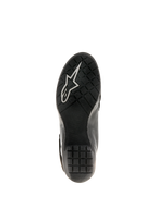 Alpinestars Stella Valencia Wasserdichte Damenstiefel, Schwarz, Sohlenansicht mit strukturiertem Gummiprofil für Rutschfestigkeit und weißem Astars-Logo, konzipiert für Stabilität beim Motorrad-Touring.