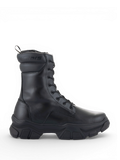 Alpinestars Ava, bottes de moto urbaines pour femme, noires, en cuir avec une semelle surélevée massive, style utilitaire moderne