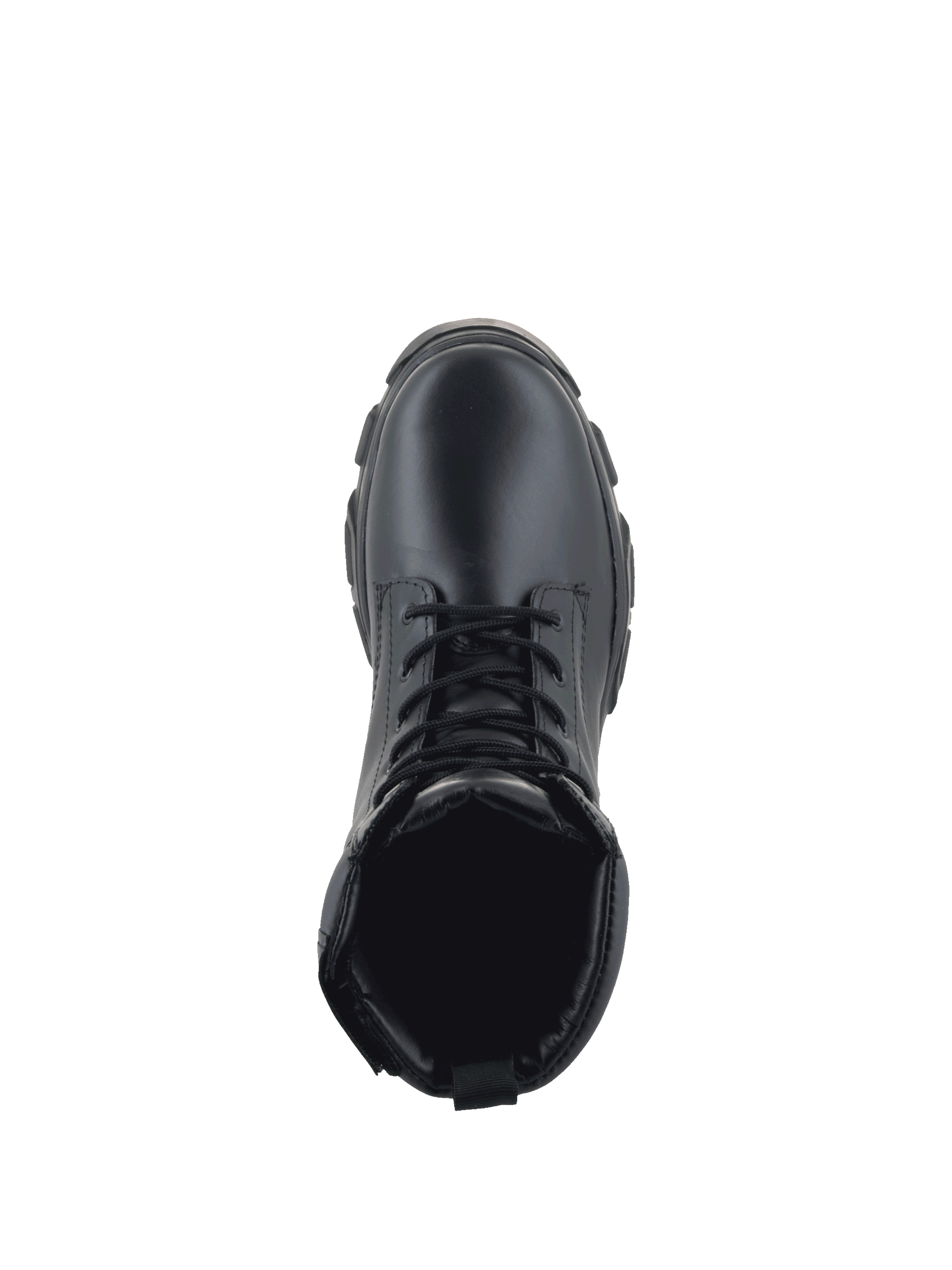 Alpinestars Ava, bottes de moto urbaines pour femme, noires, cuir, vue de dessus montrant les lacets