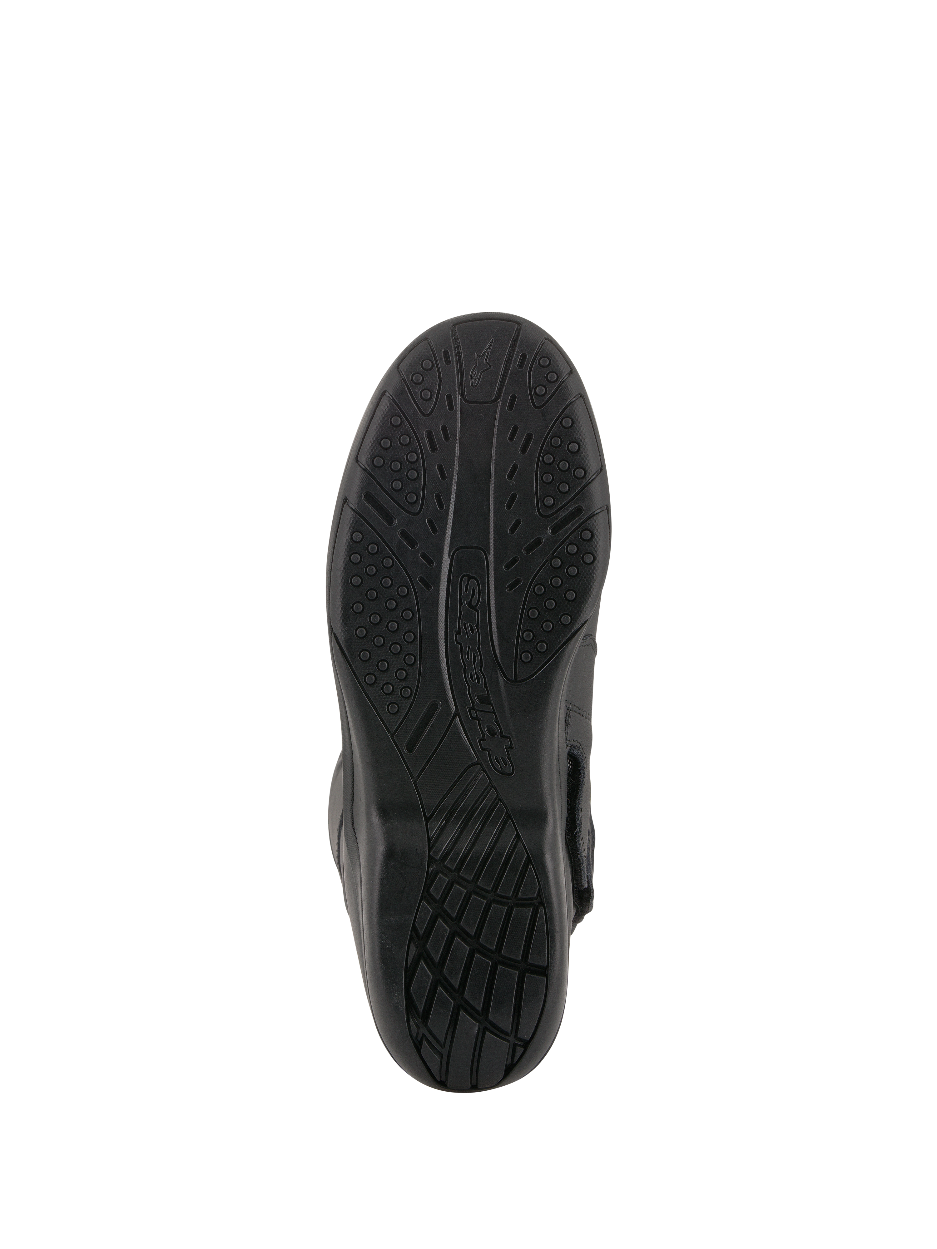 Alpinestars Andes V2 Drystar® Boots, Black, View of the vulcanized rubber sole, textured grip pattern for water dispersion and durability, motorcycle touring footwear