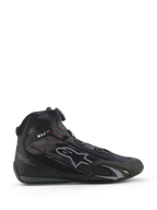 Alpinestars Celer Superair Schuhe, Motorradschuhe, Schwarz und Dunkelgrau, Seitenprofil mit hochluftdurchlässiger Textilkonstruktion, ausgestattet mit Rotor-Verschlusssystem und schützenden TPU-Verstärkungen, schlankes sportliches Motorsport-Design