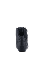 Alpinestars Faster-3 Rideknit® schoenen, achteraanzicht, zwart zwart, met TPR-hielkap voor zijdelingse ondersteuning, microvezel chassis met ademende mesh-voering, high-performance wegraceschoenen voor motorrijders