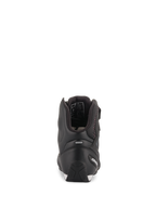 Chaussures Alpinestars Stella Faster-3 Rideknit® pour femme, noir avec touches de rose, vue arrière montrant la protection du talon et la bande réfléchissante, chaussures de moto montantes en maille respirante
