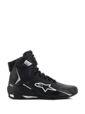 Alpinestars Stella Faster-4 schoenen, motorschoenen voor dames, zwart en wit, hoog model met Astars-logo en enkelbandje, zijaanzicht