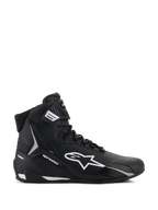 Alpinestars Stella Faster-4 schoenen, motorschoenen voor dames, zwart en wit, hoog model met Astars-logo en enkelbandje, zijaanzicht