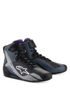 Alpinestars Stella Faster-4 laarzen, dames-motorlaarzen, zwart, grijs en paars, technisch hoog model met vetersluiting.
