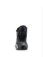 Alpinestars Stella Faster-4 damesmotorlaarzen, Road, zwart grijs violet, vooraanzicht met veters en verstelbare band.