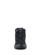 Alpinestars Chrome Air Shoe, chaussure de moto urbaine, noir, vue de face montrant une tige en daim fendu et mesh, fermeture élastiquée et design de basket montante décontractée