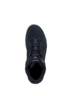 Chaussures Alpinestars Chrome Air, chaussures de moto urbaines, noir, vue de dessus montrant la tige en daim fendu et en mesh, système de laçage avec fermeture élastiquée, design de basket décontractée pour les trajets urbains