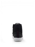 Alpinestars Stated Schuhe, Urban-Motorradschuhe für Herren, Schwarz und Weiß, Nubukleder und Canvas, Rückansicht