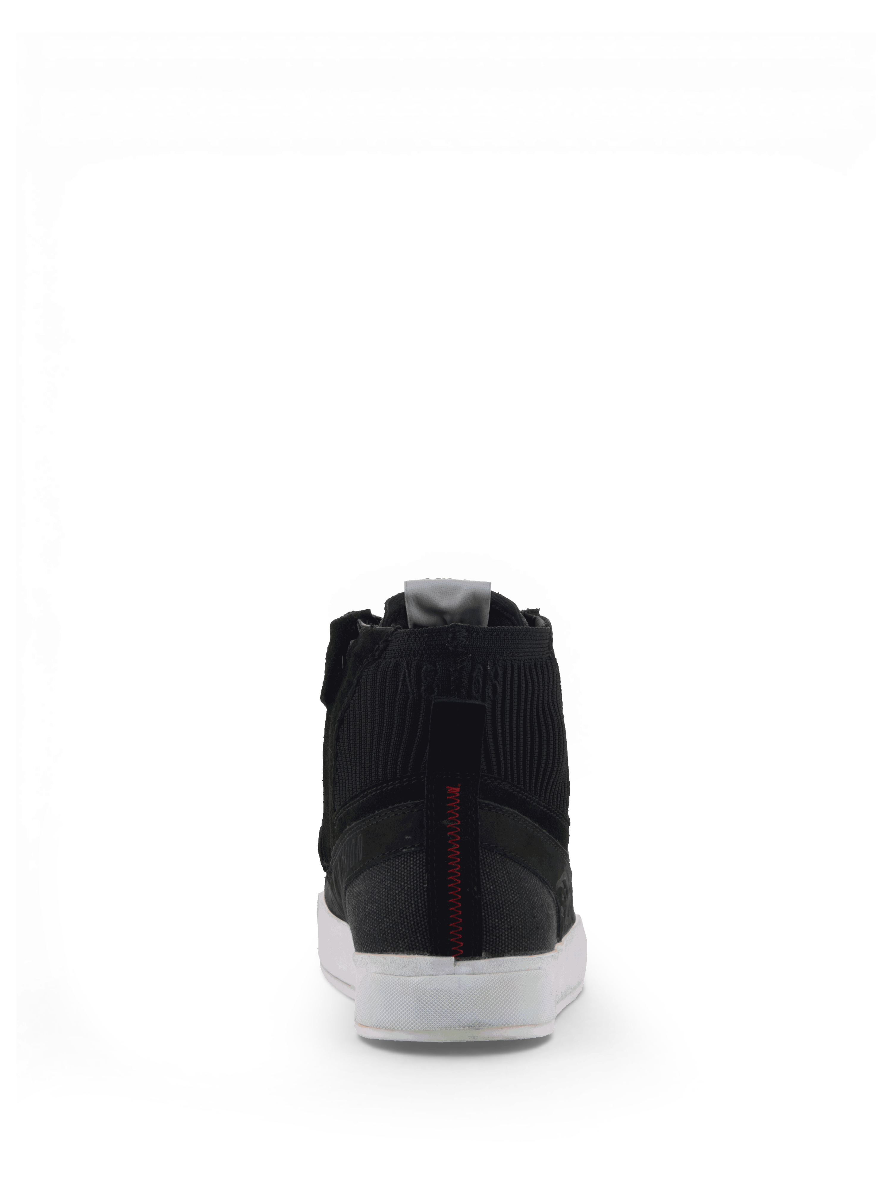 Alpinestars Stated Schuhe, Urban-Motorradschuhe für Herren, Schwarz und Weiß, Nubukleder und Canvas, Rückansicht