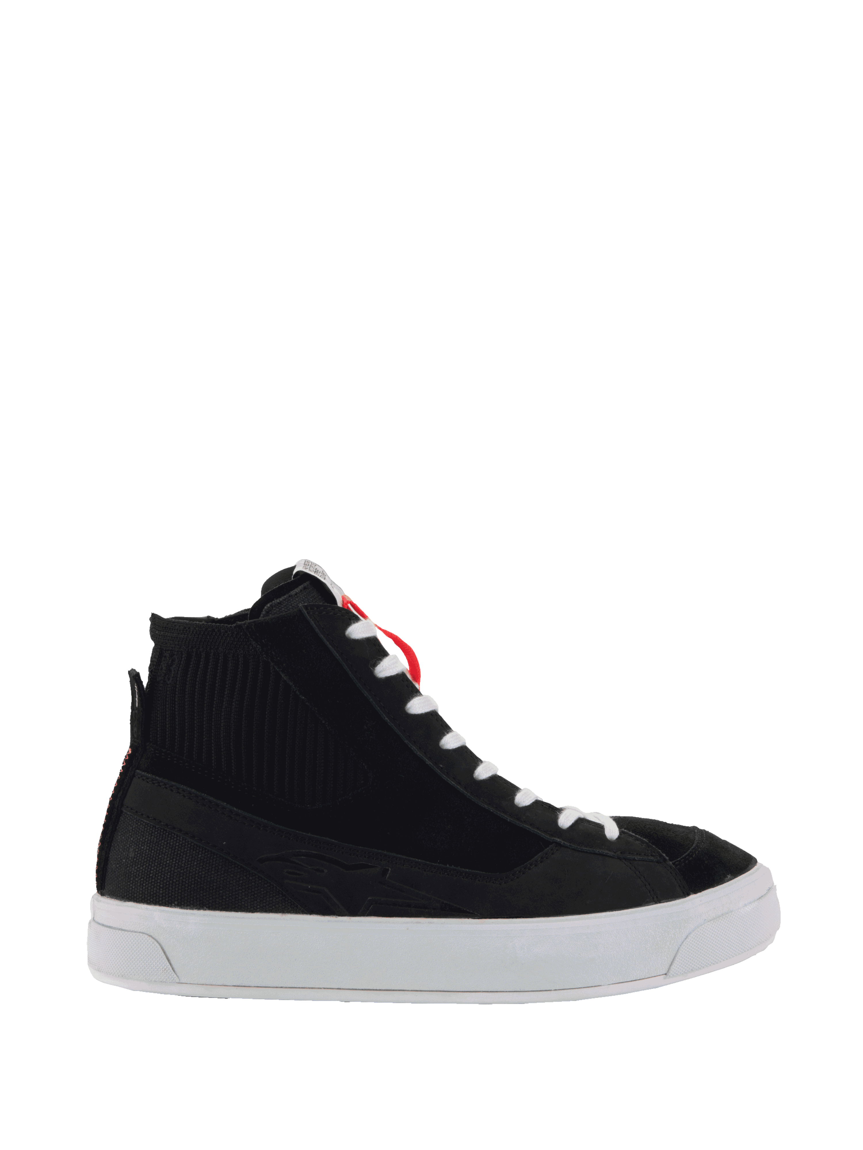 Alpinestars Stella Stated Podium motorlaarzen, urban dames-sneakers, zwart en wit, skate-stijl met gevulkaniseerde zool.