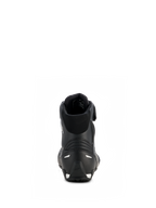 Chaussures Stella Faster-4 Drystar® d'Alpinestars pour femme, noir et argent, vue arrière montrant le talon renforcé avec des accents argentés, col rembourré et conception en microfibre imperméable