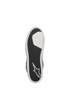 Alpinestars J-6 waterdichte motorlaarszool, zwart en witte gevulkaniseerde rubberen cupzool met grip en Alpinestars-logo.