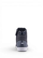 Alpinestars chaussures Chrome Drystar® pour femme, chaussures de moto urbaines imperméables, noires et asphalte avec talon réfléchissant, vue de dos.