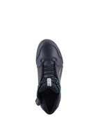 Alpinestars chaussures Drystar® Chrome, chaussures de moto pour femme, noires et turquoise, imperméables, vue de dessus.