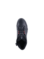 Alpinestars Stella Chrome Drystar Women's Riding Shoes, waterproof black leather motorcycle sneakers with pink accents, top view.